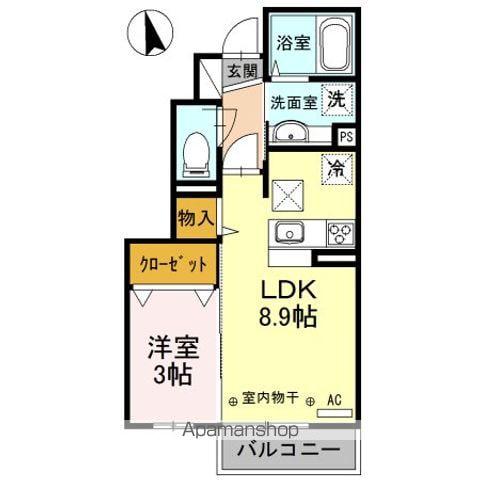 パークサイド向中野(1LDK/1階)の間取り写真