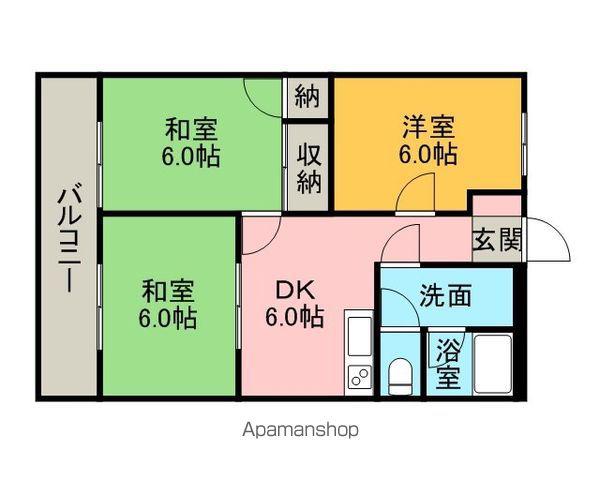 コーポ王赤(3DK/5階)の間取り写真