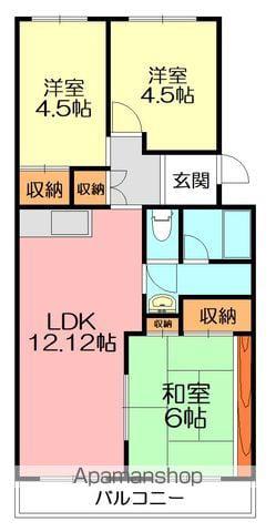 グリーンハイムイヌヰ4号(3LDK/2階)の間取り写真