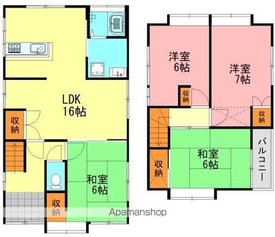 芸備線 中深川駅 徒歩4分 2階建 築39年(4LDK)の間取り写真