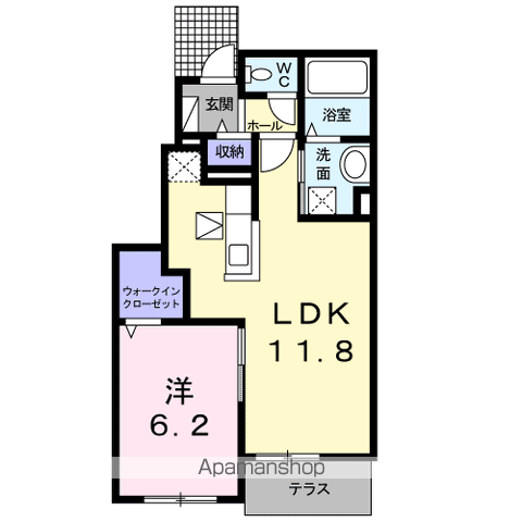 T-エターナル(1LDK/1階)の間取り写真