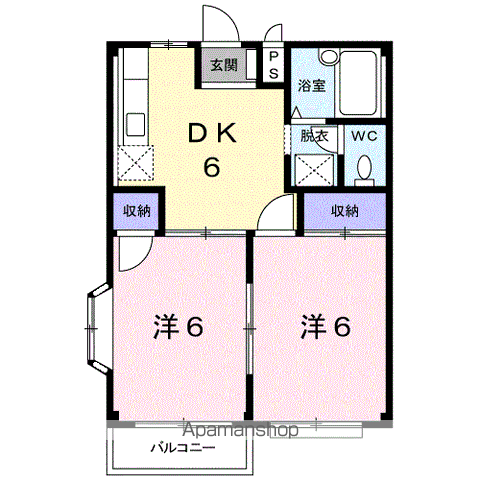 ハイツオリオンA(2DK/2階)の間取り写真