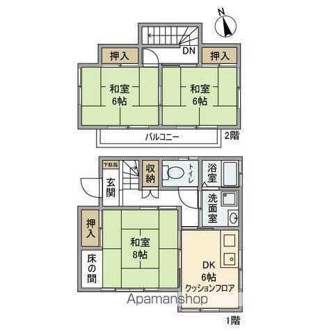 東武鉄道野田線 岩槻駅 バス乗車時間：9分 真福寺バス停で下車 徒歩4分 2階建 築48年(3DK)の間取り写真