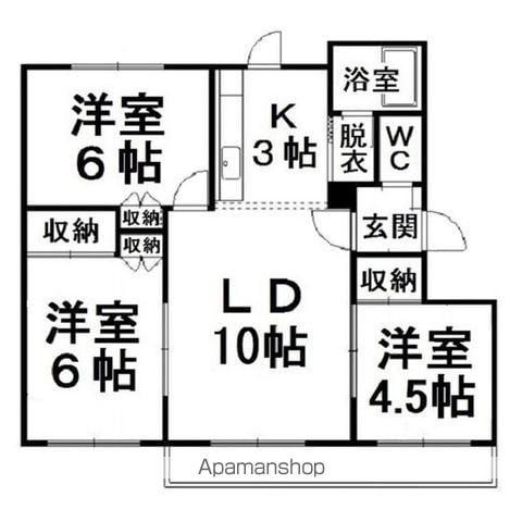 コーポ緑苑(3LDK/2階)の間取り写真
