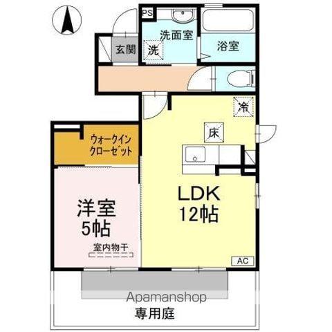 ウィット土居田町(1LDK/1階)の間取り写真