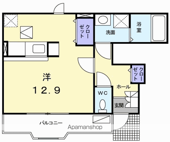プリティーハウス(1K/1階)の間取り写真