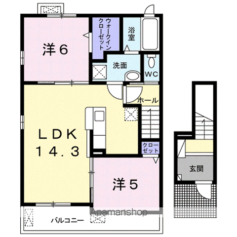 アプリコットガーデン(2LDK/2階)の間取り写真