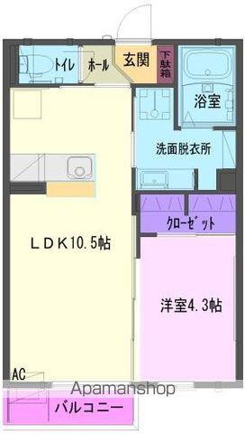 DIVERSITAさくら通 Ⅰ(1LDK/1階)の間取り写真