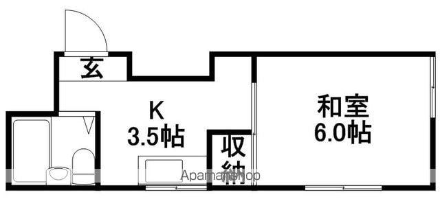 新堀ハウス(1K/2階)の間取り写真