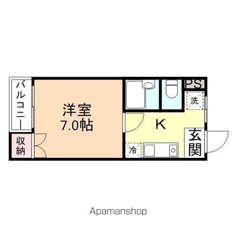 ハイ・アメニティ川原本町(1K/1階)の間取り写真