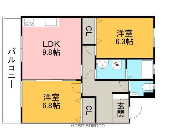 エデンⅡ(2DK/4階)の間取り写真
