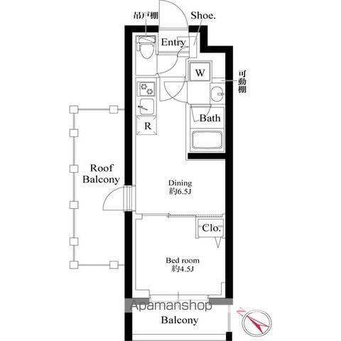 プラチナスクエア赤羽(1DK/4階)の間取り写真