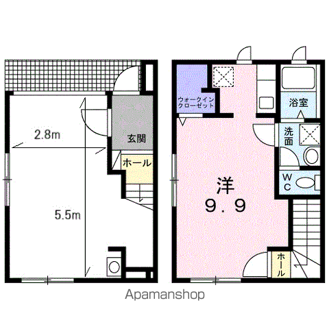 グレイス シグマ カルイザワB(ワンルーム/1階)の間取り写真