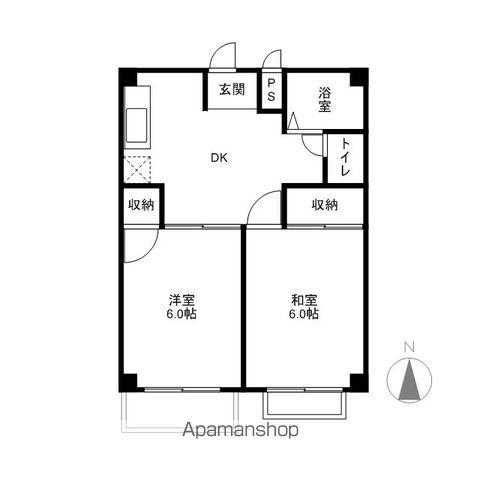 アーバン稲葉(2DK/1階)の間取り写真