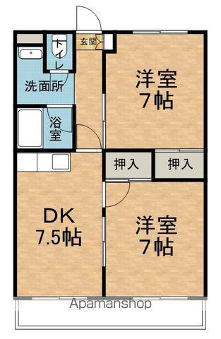 ビックソルトヒルA(2DK/2階)の間取り写真