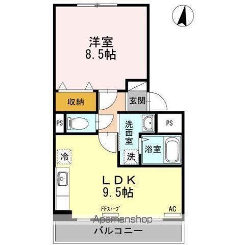 パシフィックレインボー(1LDK/2階)の間取り写真