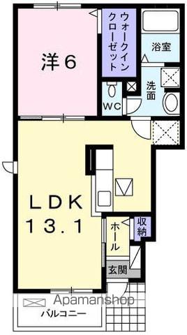 クオーレⅠ(1LDK/1階)の間取り写真