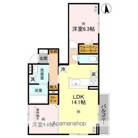 グランヴェール西の京(2LDK/1階)の間取り写真