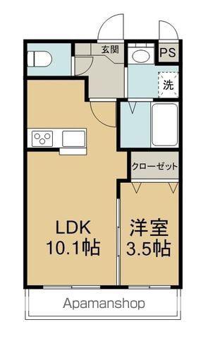 アルト泉宮(1LDK/1階)の間取り写真