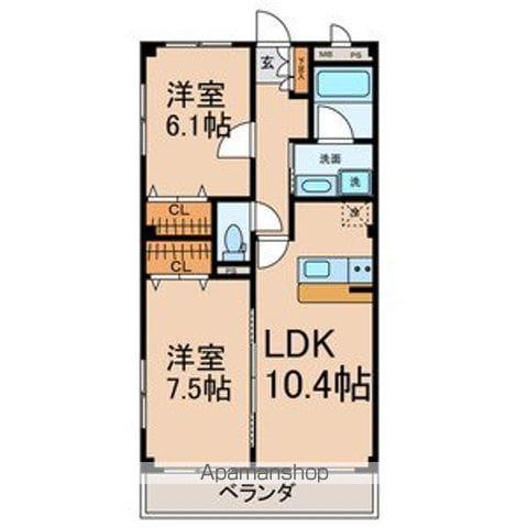 グランハートM(2LDK/3階)の間取り写真