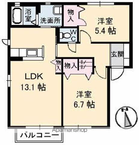 ハピネス B棟(2LDK/1階)の間取り写真