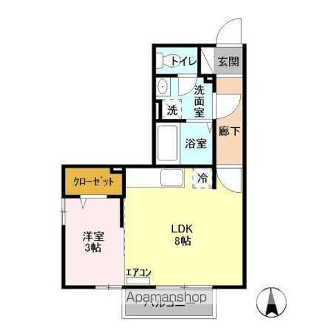 ベルツリー宮沢(1LDK/2階)の間取り写真