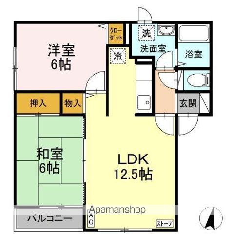 ハイセレールΑ(2LDK/1階)の間取り写真