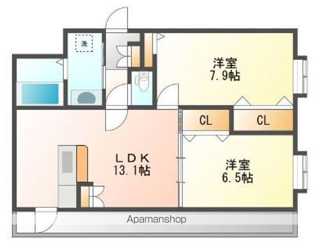 オリジンビル(2LDK/3階)の間取り写真