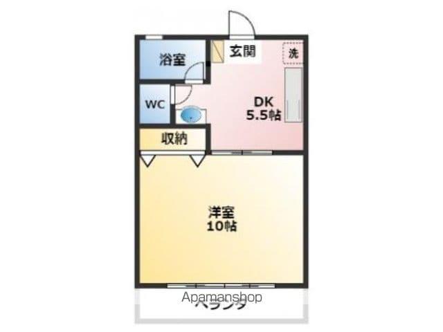 成広矢原コーポⅢ(1DK/2階)の間取り写真