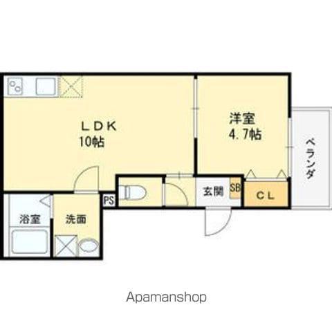 吹田市豊津(1LDK/3階)の間取り写真