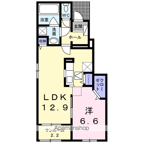 アンジュールⅢ(1LDK/1階)の間取り写真