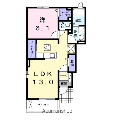 カシーヌ ショコラⅡ(1LDK/1階)の間取り写真