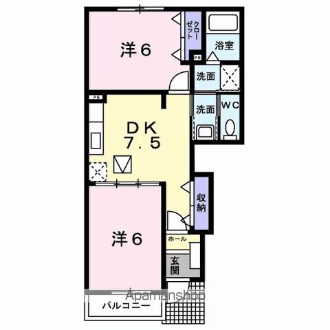 エヴァーグリーン(2DK/1階)の間取り写真