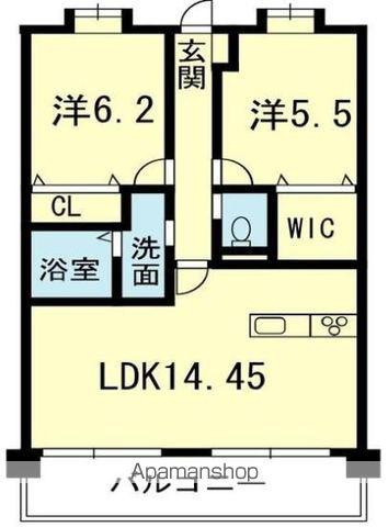 グラディート新町(2LDK/6階)の間取り写真