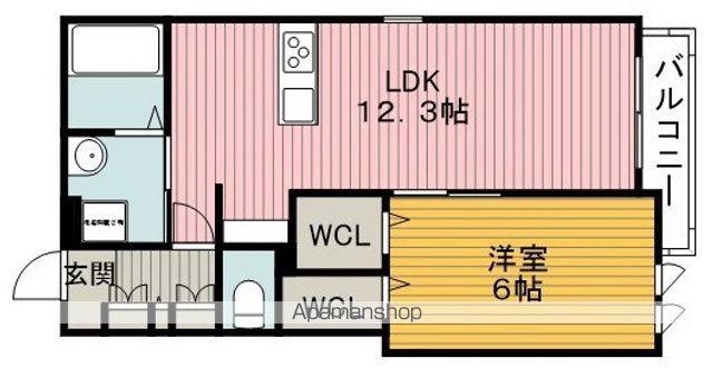 ROBUSTO岡町北(1LDK/1階)の間取り写真