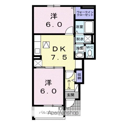 フェリーチェB(2DK/1階)の間取り写真