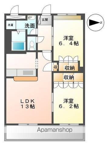 グレイスヴィラA棟(2LDK/3階)の間取り写真