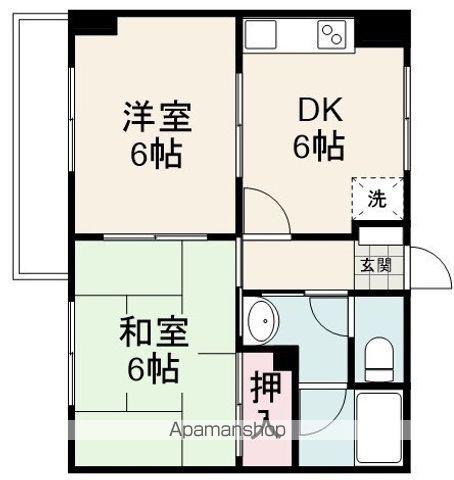 ケントコート三番町(2DK/4階)の間取り写真