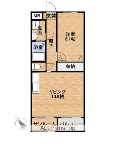 ATLANTIS(1LDK/2階)の間取り写真