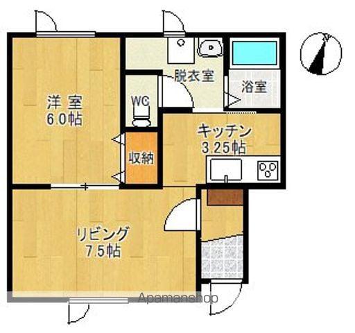 オーブ・Ⅰ(1LDK/2階)の間取り写真
