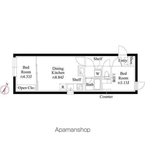 グランパセオ代々木上原(2DK/1階)の間取り写真