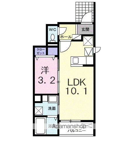 ベル カルム(1LDK/1階)の間取り写真
