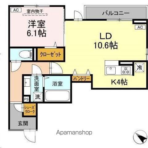 DーROOM泉崎Ⅱ(1LDK/3階)の間取り写真