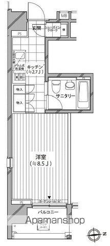 カスタリア麻布十番七面坂(ワンルーム/5階)の間取り写真