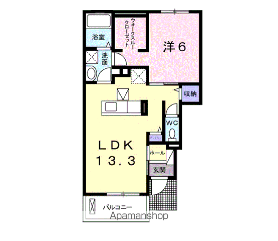 チェリーガーデンⅢ(1LDK/1階)の間取り写真