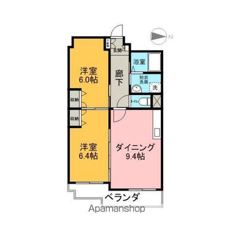 本町VILLA(2DK/4階)の間取り写真