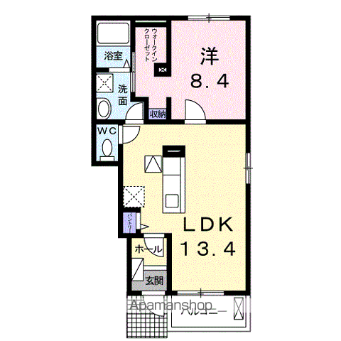 モンテ ラガッツァ(1LDK/1階)の間取り写真