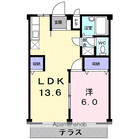 ハイツタカソノ(1LDK/1階)の間取り写真