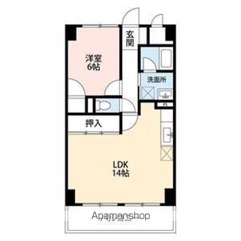 アルデール三郷 B棟(1LDK/8階)の間取り写真