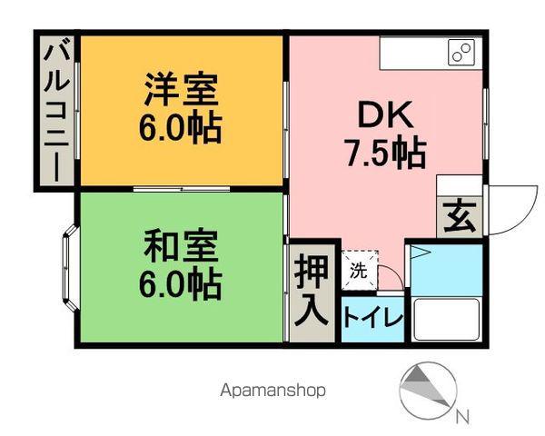 グレースタウン(2DK/1階)の間取り写真